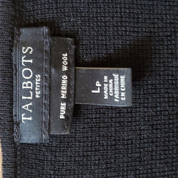 Talbots Black Merino Wool Midi Sweater Dress Long Sleeve L Petite - Picture 6 of 14